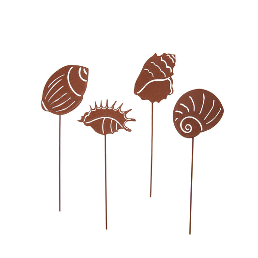 Gartenstecker Rost Muscheln 4er Set