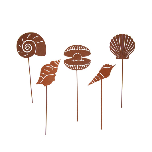 Gartenstecker Rost Muscheln 5er Set