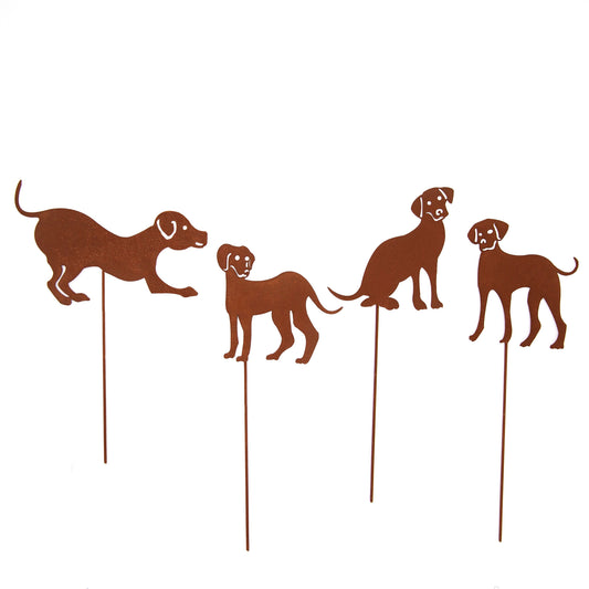 Gartenstecker Rost Hunde 4er Set