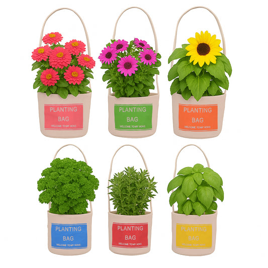 Blumentopf Jute - buntes 6er Set