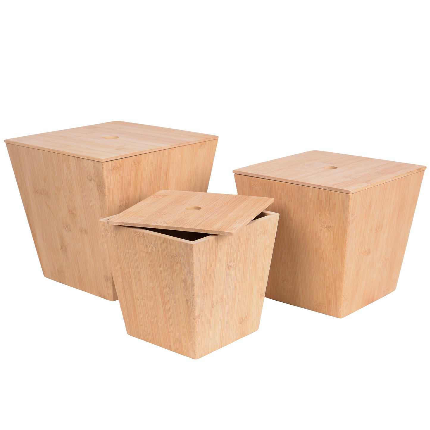 Mülleimer Bambus 3er Set in natur