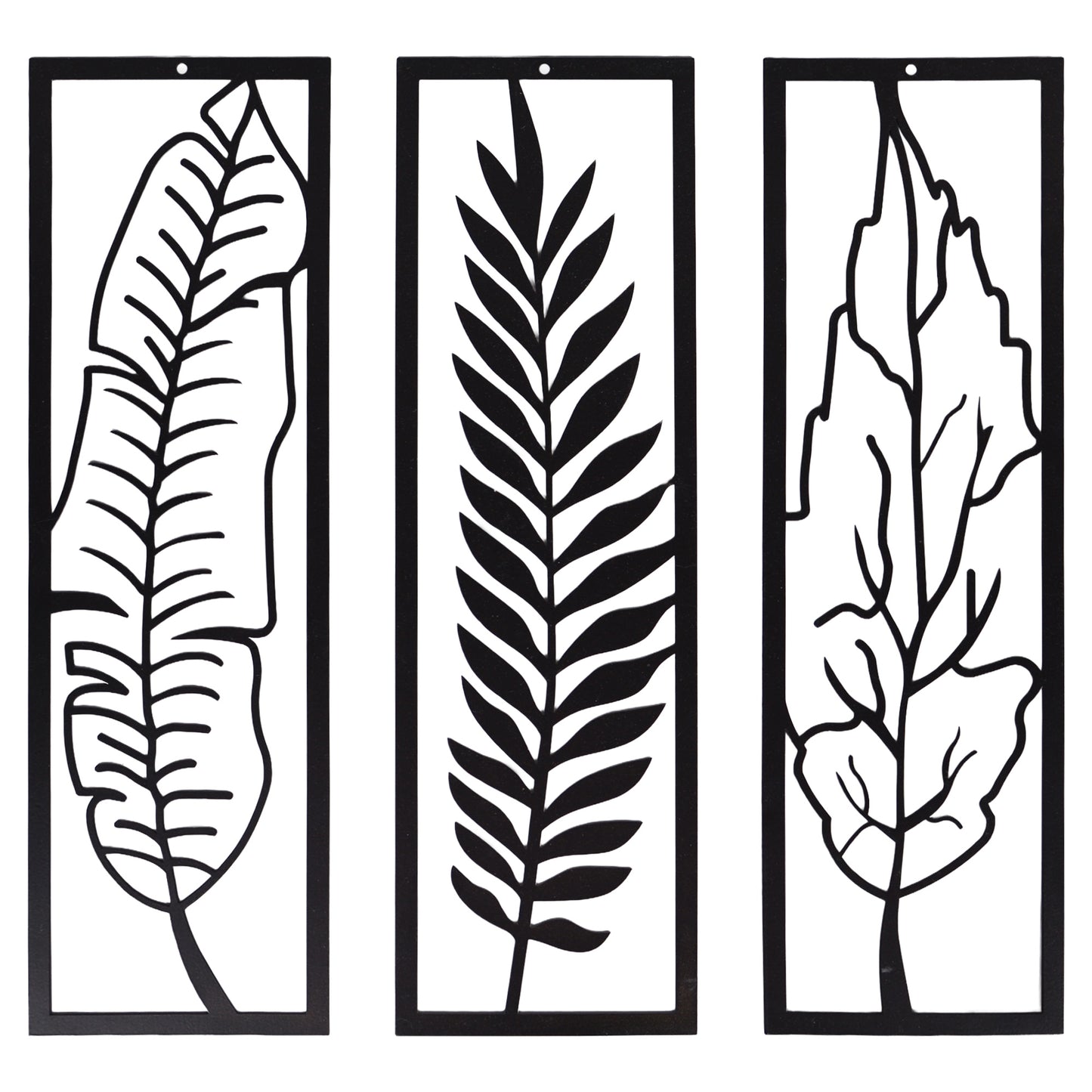 Wandbild Metall Blätter 3er Set schwarz