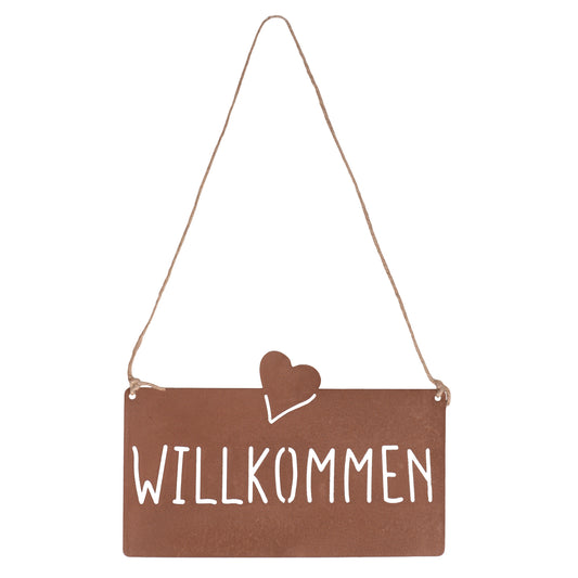 Aufhänger Gartenschild "Willkommen" Rost