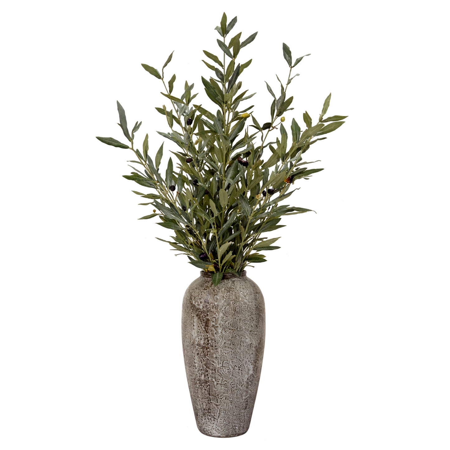 Kunstpflanze Olivenzweige im Keramiktopf künstliche Pflanze mit Vase