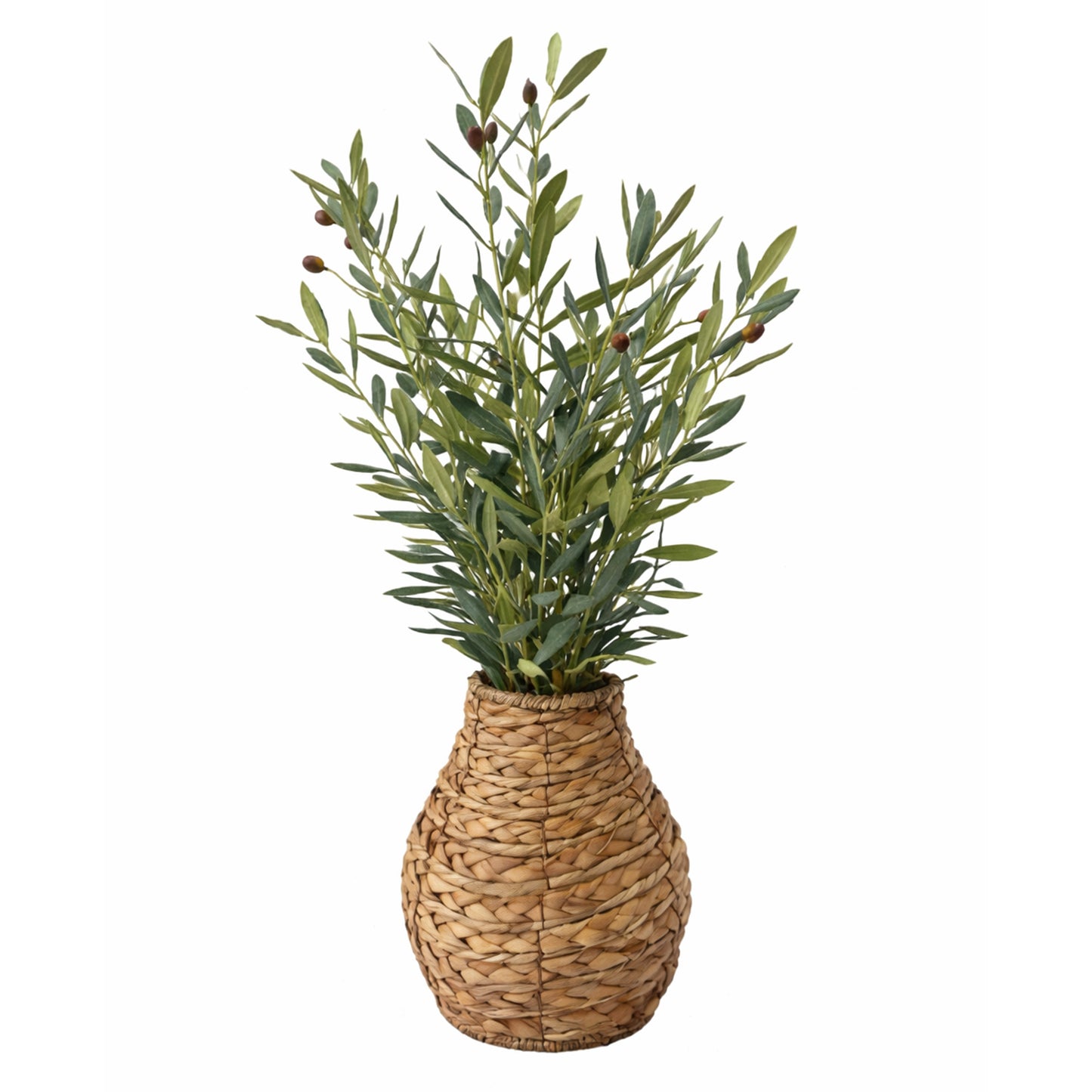 Kunstblume mit Vase Olivenzweige inkl. Seegrasvase
