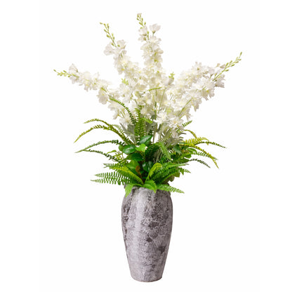 Kunstpflanze Weiß Grün mit Vase künstliches Blumengesteck 104 cm