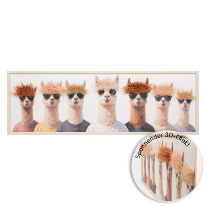 Wall Art 3D Hairfusion Alpakas im Shirt mit Sonnenbrille 120x40