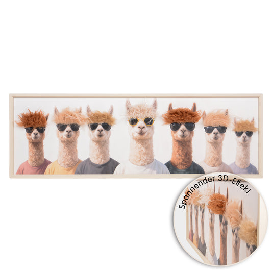 Wall Art 3D Hairfusion Alpakas im Shirt mit Sonnenbrille 120x40