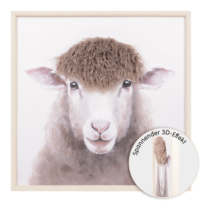 Wall Art 3D Hairfusion Schaf in weiß 60x60
