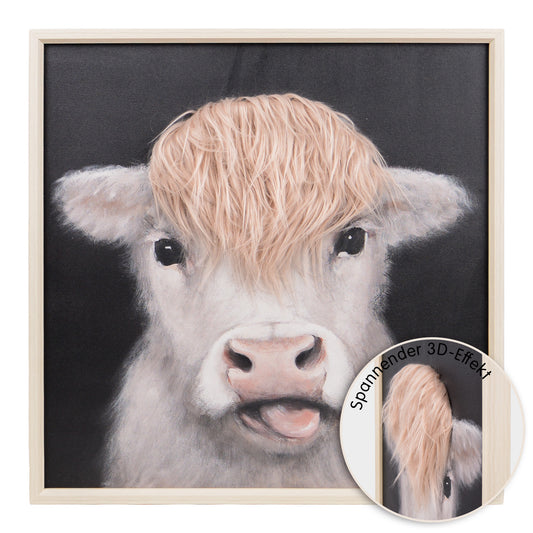 Wall Art 3D Hairfusion Kuh weiß ohne Hörner 60x60
