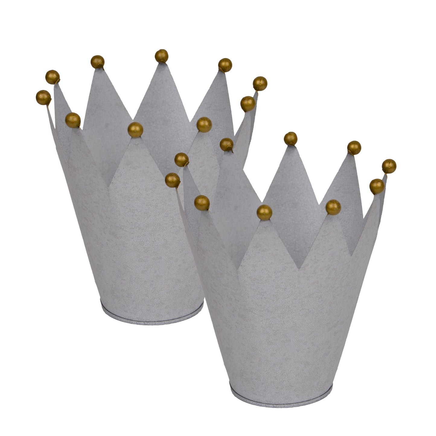 Krone Zink mit goldenen Kugeln - 3er Set, Rostoptik