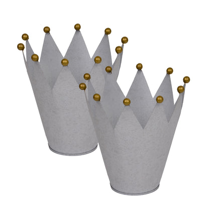 Krone Zink mit goldenen Kugeln - 3er Set, Rostoptik