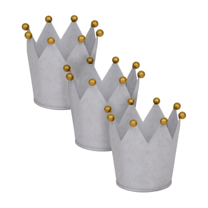 Krone Zink mit goldenen Kugeln - 3er Set, Rostoptik