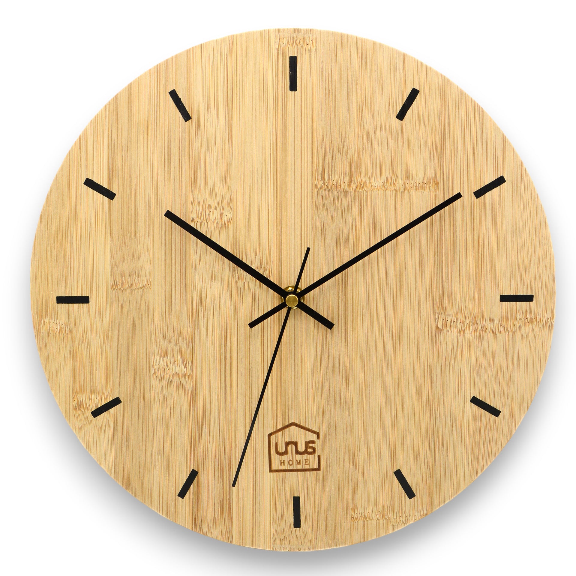 Wanduhr 30cm rund modern leises Uhrwerk aus Bambus-Holz  UNUS