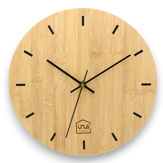 Wanduhr 30cm rund modern lautlos aus Bambus-Holz