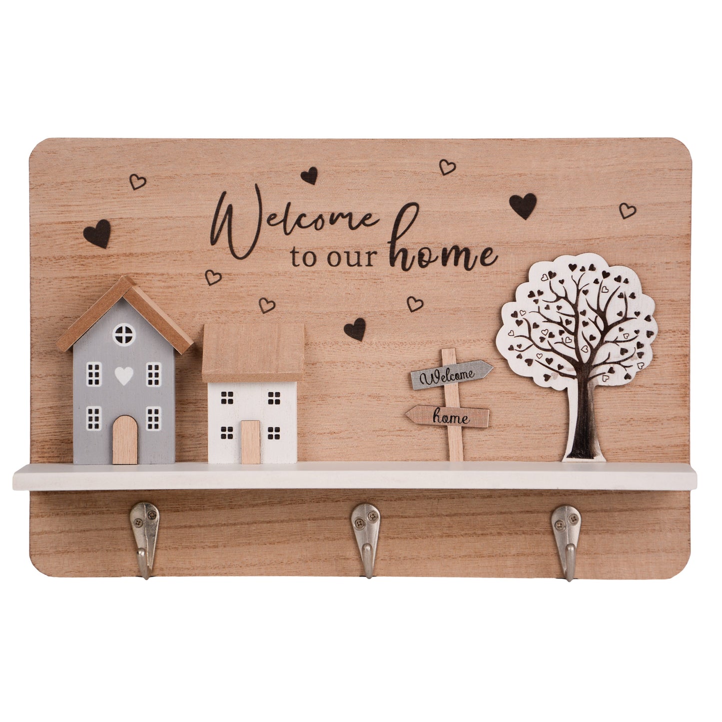 Schlüsselhalter "Welcome to our Home" aus Holz