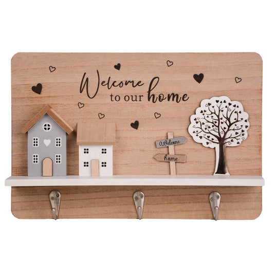 Schlüsselhalter "Welcome to our Home" aus Holz