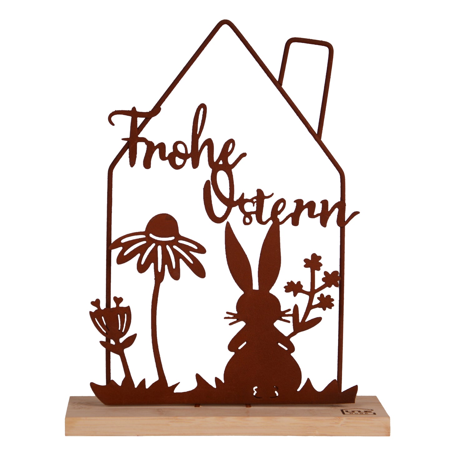Aufsteller Silhouette Haus mit Hasen Frohe Ostern