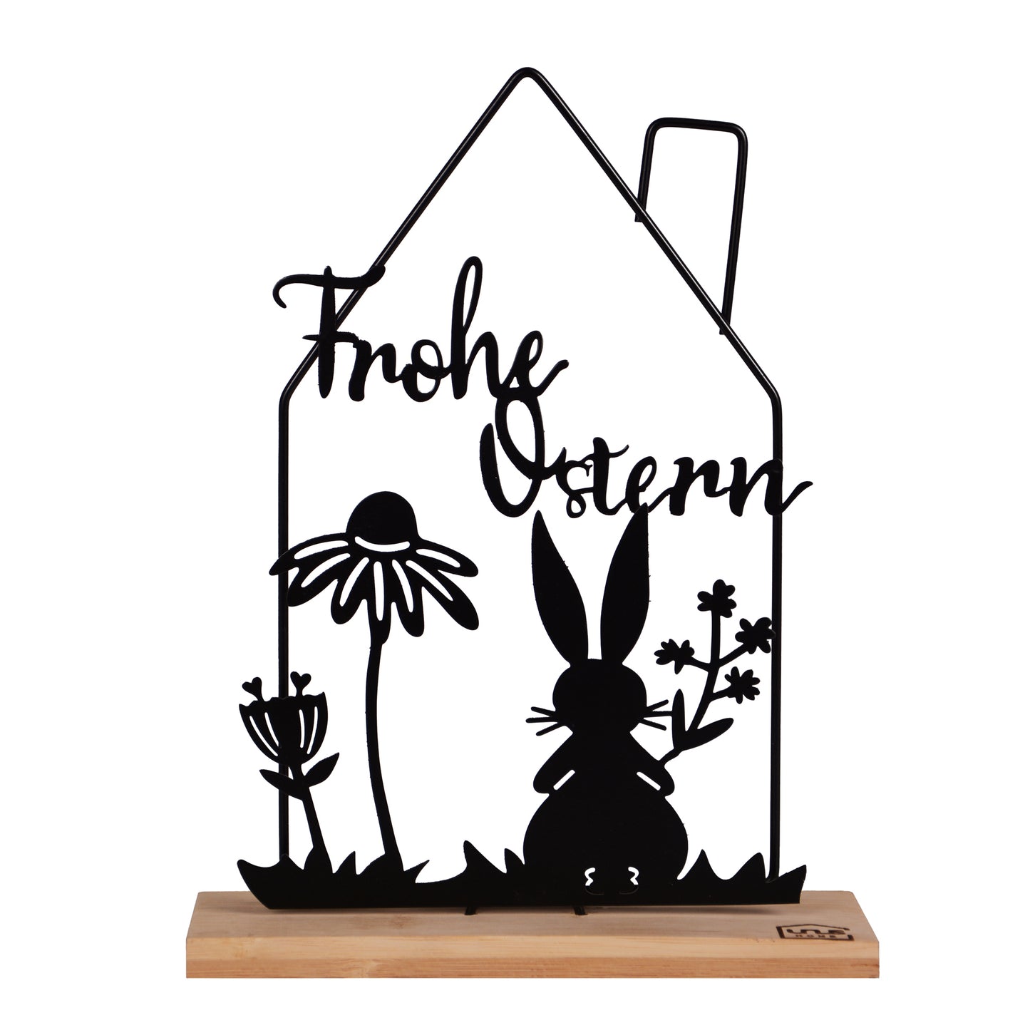Aufsteller Silhouette Haus mit Hasen Frohe Ostern
