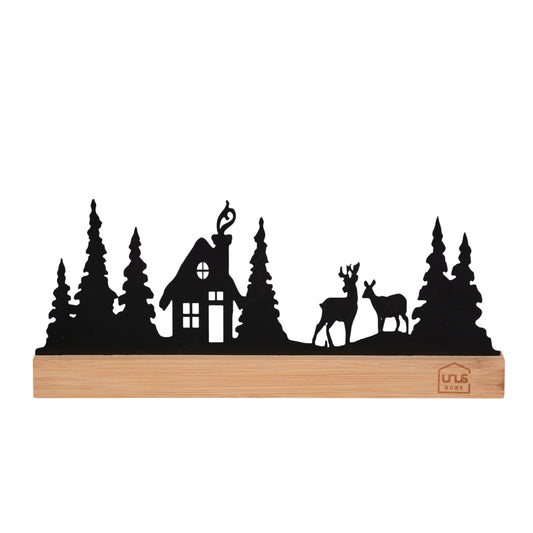 Aufsteller Haus im Wald mit Rehen