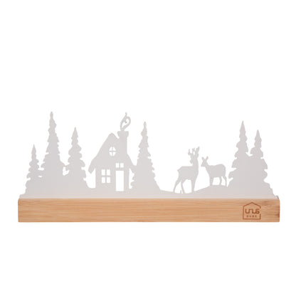 Aufsteller Haus im Wald mit Rehen