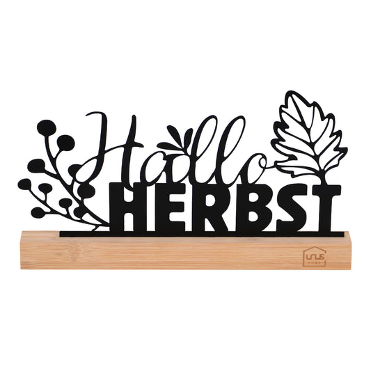 Aufsteller Metall "Hallo Herbst" in schwarz