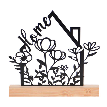 Aufsteller "Home" mit Blumen in schwarz oder weiß