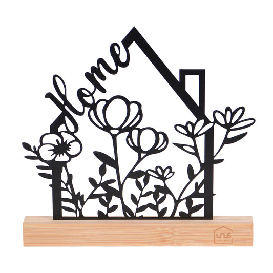 Aufsteller "Home" mit Blumen in schwarz oder weiß