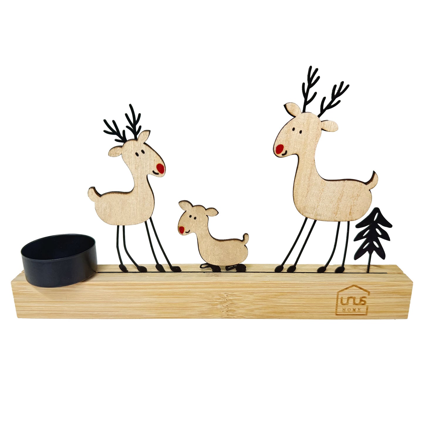 Aufsteller Rehe mit Kerzenhalter in natur