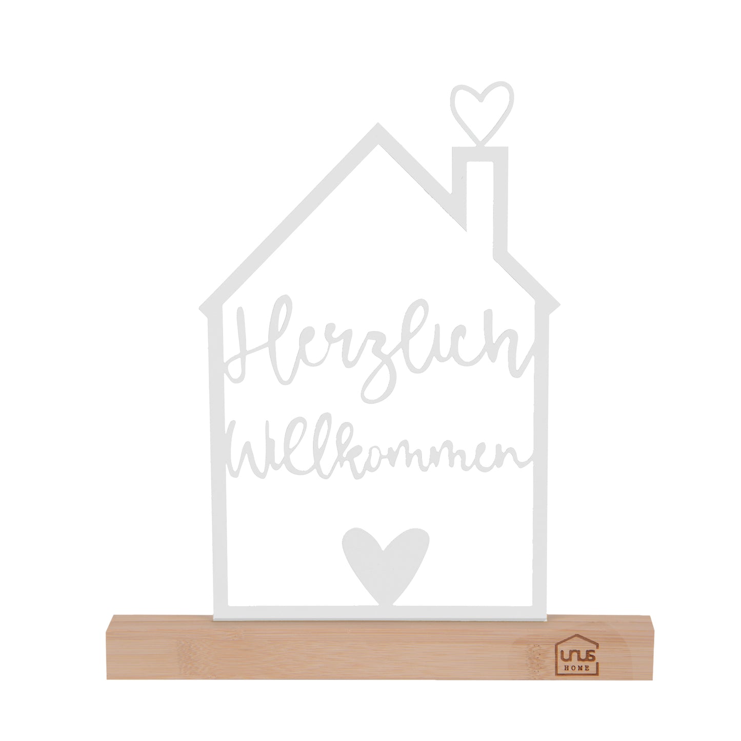 Aufsteller "Herzlich Willkommen" mit Unus Logo in weiß oder schwarz