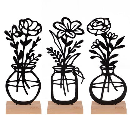 Aufsteller Vase Blumen weiß oder schwarz 3er Set