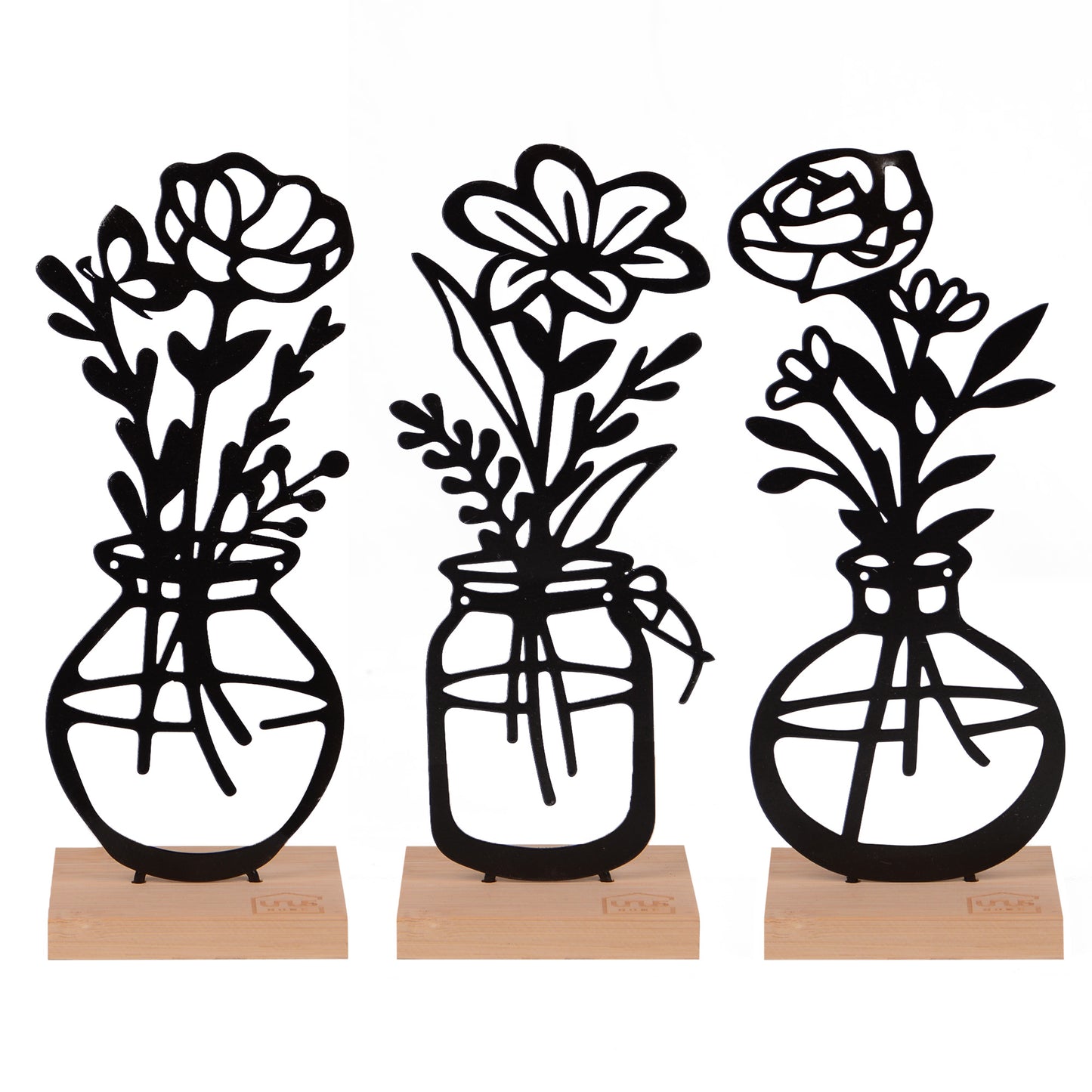 Aufsteller Vase Blumen weiß oder schwarz 3er Set
