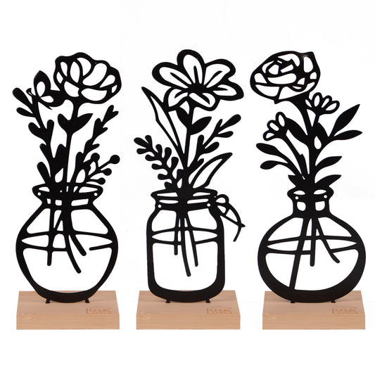 Aufsteller Vase Blumen weiß oder schwarz 3er Set