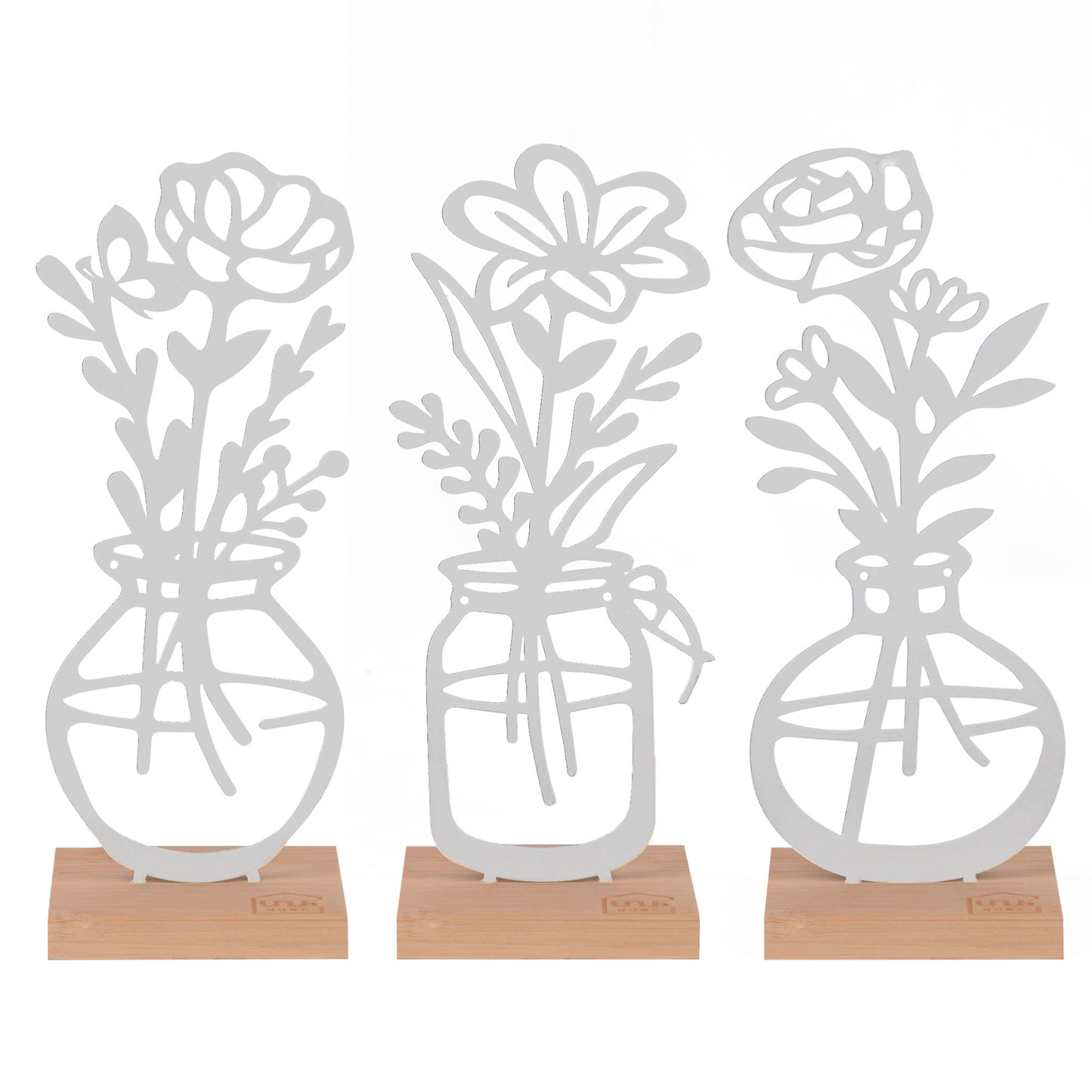 Aufsteller Vase Blumen weiß oder schwarz 3er Set