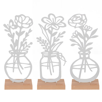 Aufsteller Vase Blumen weiß oder schwarz 3er Set