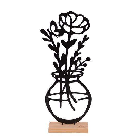 Aufsteller Vase mit Cosmea Blume in weiß oder schwarz