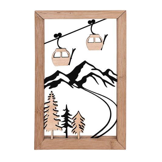 Wandbild Moritz mit Bambus Rahmen Ski Resort