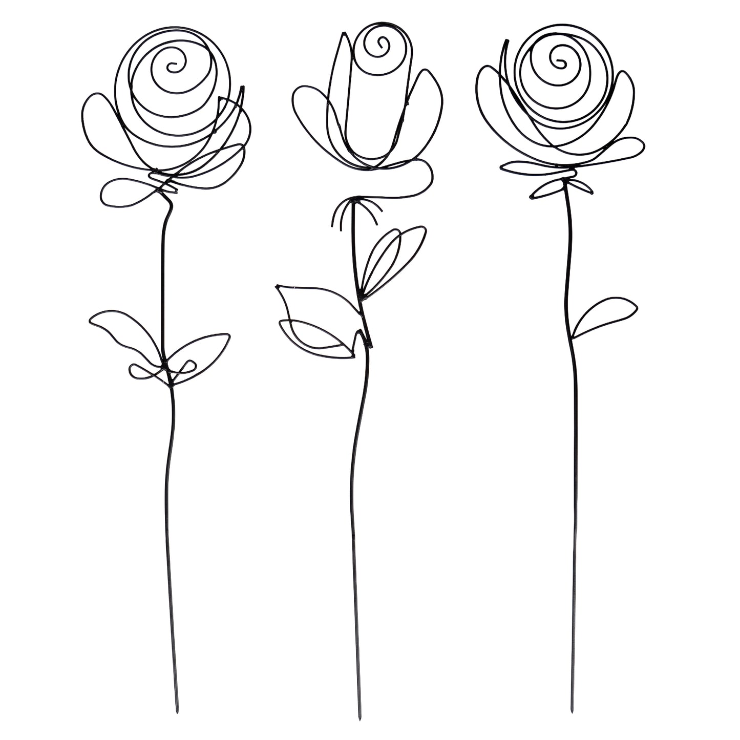 Metallkunst Stecker Rosen 3er Set in schwarz