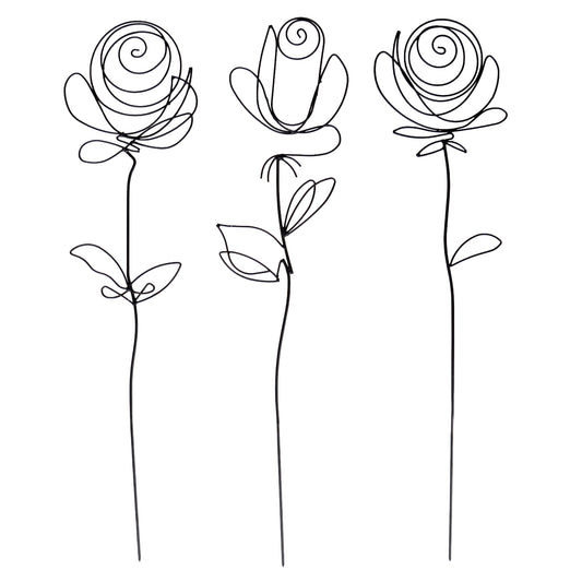 Metallkunst Stecker Rosen 3er Set in schwarz