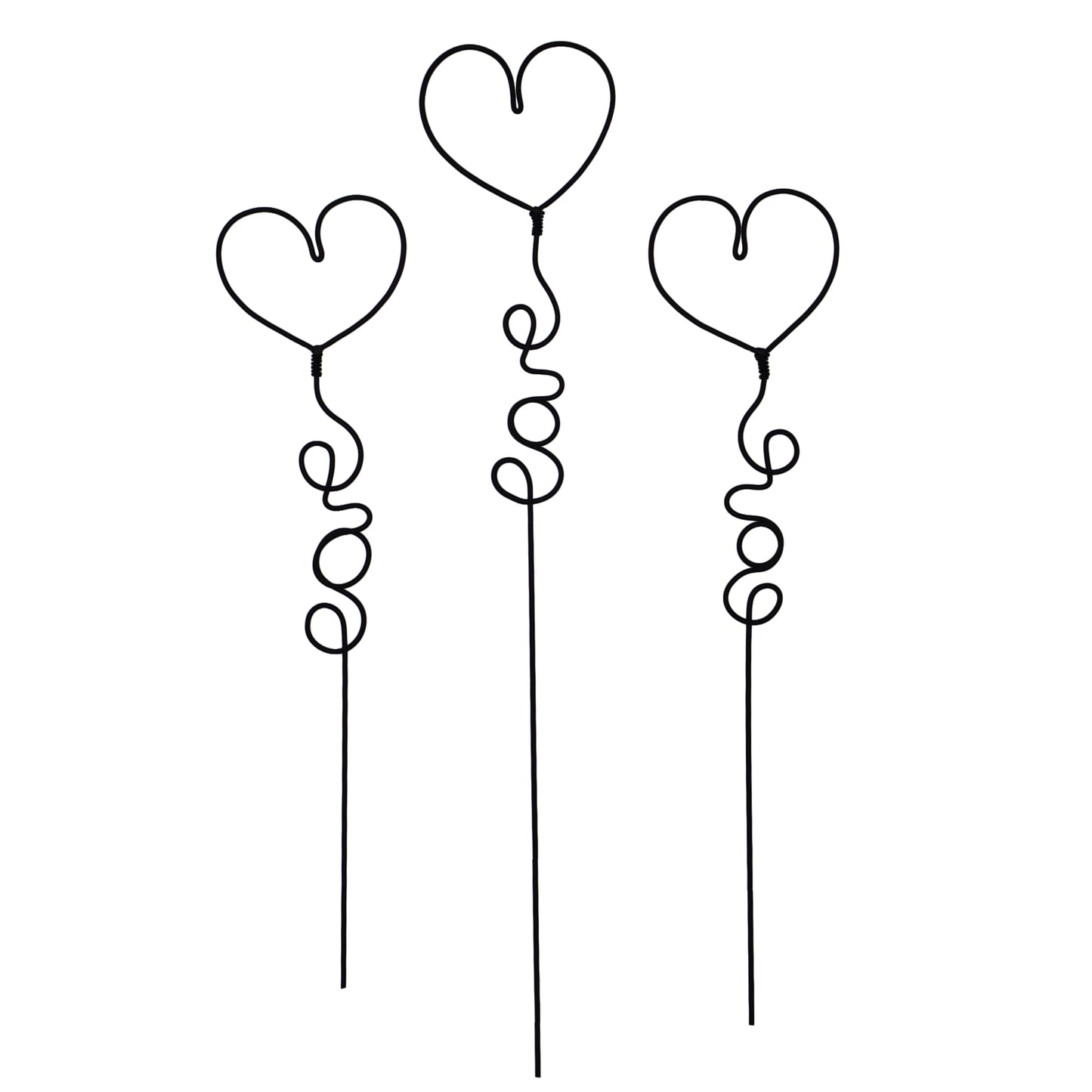 Metallkunst Stecker Herzen 3er Set in schwarz
