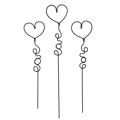 Metallkunst Stecker Herzen 3er Set in schwarz