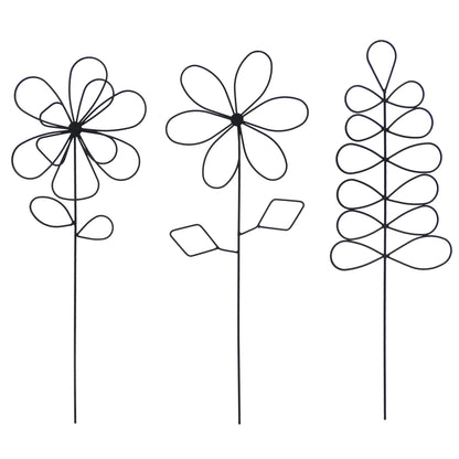 Metallkunst Stecker Blumen 3er Set Daphne schwarz