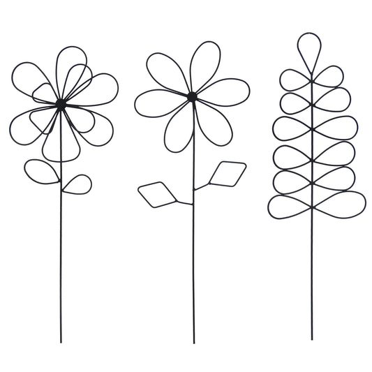 Metallkunst Stecker Blumen 3er Set Daphne schwarz