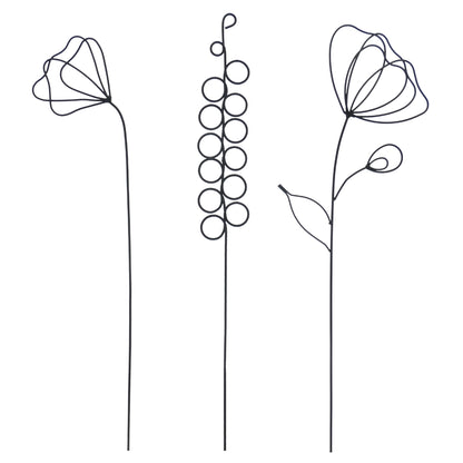 Metallkunst Stecker Blumen als 3er Set Fred schwarz