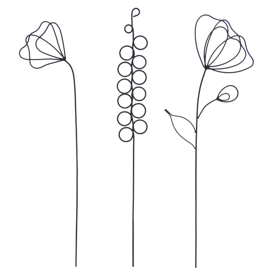 Metallkunst Stecker Blumen als 3er Set Fred schwarz