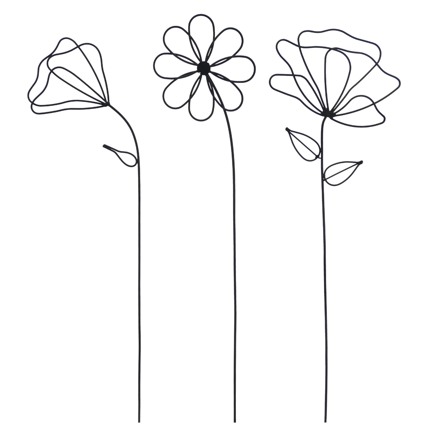 Metallkunst Stecker Blumen 3er Set Betty schwarz