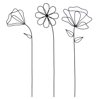 Metallkunst Stecker Blumen 3er Set Betty schwarz
