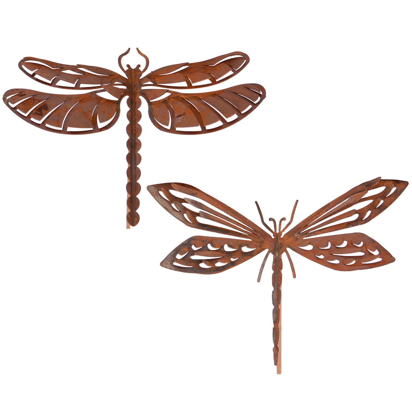 Gartenstecker Libelle 2er Set Metall  in rost