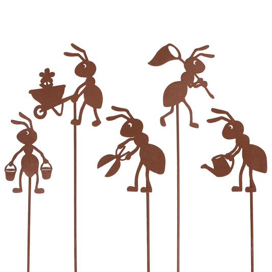 Gartenstecker Rost Ameisen Gärtner 5er Set