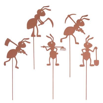 Gartenstecker Rost Ameisen Gärtner und Arbeiter 5er Set in verschiedenen Größen